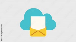 cloud storage with message envelope icons animation design