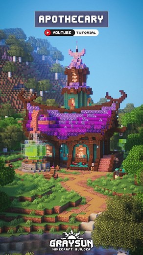 Graysun | Minecraft Builds on Instagram: "Minecraft - Apothecary 👉 Tutorial video on YouTube Watch my longform tutorial video on YouTube to rebuild this Apothecary in your worlds! #minecraft #minecraftbuilds #minecrafttutorial"