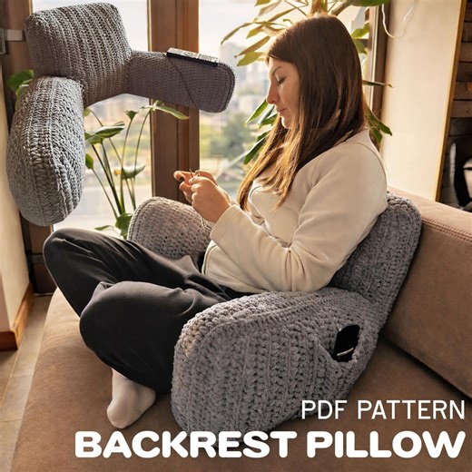 Backrest Pillow Crochet Pattern, Reading Support for Bed, Couch Cushionwith Pockets, Easy Beginner PDF - Etsy
