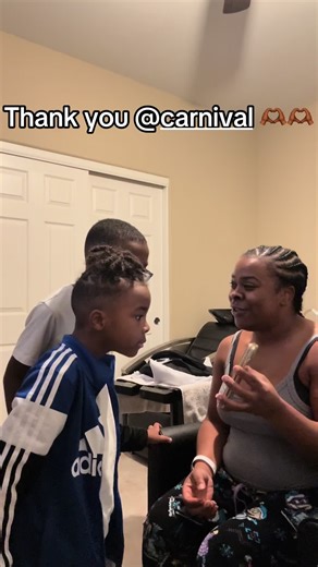 Thank you so much for this cool model ship @carnival. The boys were so excited #carnival #carnivalcruise #thefunship #kidcruisers #fyp