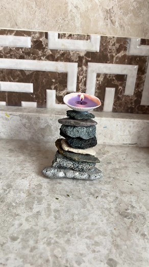 DIY Candle Holder with Stones and Shells