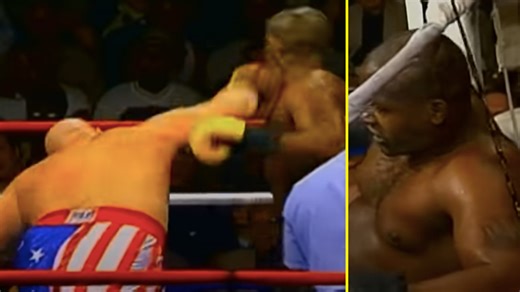 Butterbean unleashed huge right hand to leave rival slumped on ropes in most devastating KO during bizarre exhibition