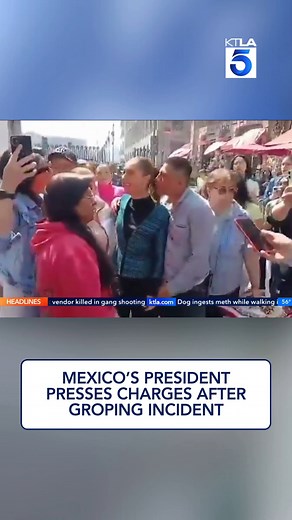 Mexico's first woman President, Claudia Sheinbaum, pressed charges against a man for groping her in public, calling the incident a symbol of the daily harassment women face. She urges states to make it easier for women to report assaults. #Sheinbaum #GenderViolence #Mexico | KTLA 5 News