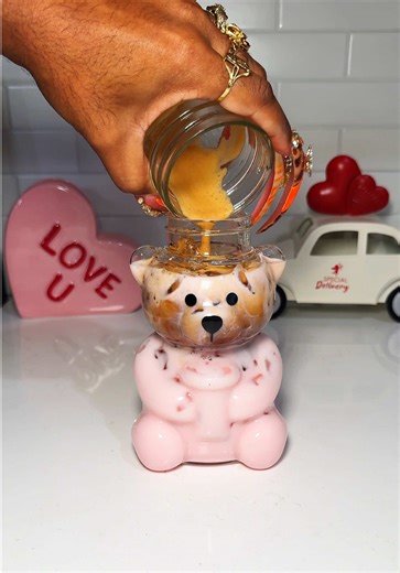 A Beary Cute Iced Latte #icecoffee #ValentinesDay #asmr #pinkcoffee #aestheticdrink @Amazon @Amazon Home @Amazon Influencer Program @Torani @Nespresso @Nespresso USA