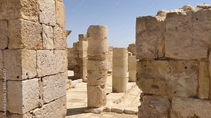 Avdat national park, Ancient Nabatean ruins in the Negev Desert, Israel, 4k cinematic