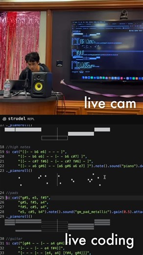 Yiming Jia | Section of my live music demonstration at the @bitcrushlive hackathon. This is my first time doing live coding, but I might do more of this... | Instagram