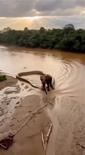40ft Anaconda Ambushes Elephant in Amazon River