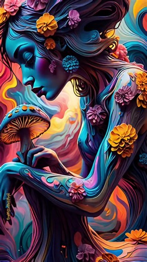 🍄🌸🍄🌺🍄 Led Zeppelin “Kashmir”. #mushrooms #flowers #trippyvisuals #psychedelicart #digitalartwork