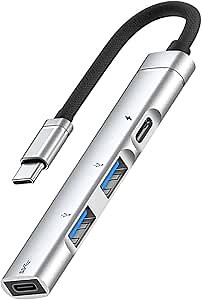 USB C Hub 3.0 4-Port, USB Multiple Hub Data Splitter Extender with USB-C Power/Data Port, for MacBook Pro/Air, foriPhone15/Pro/Plus/Max, foriPad ProLaptop, PC, PS4/5, Keyborad, Mouse