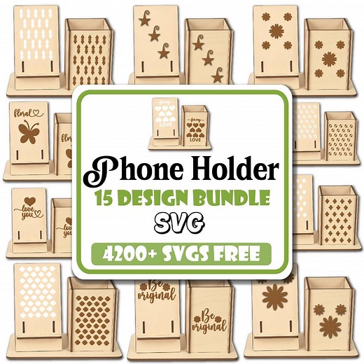 Laser Cut Phone Holder SVG Bundle: Stylish Device Stand Designs (digital Download - Etsy