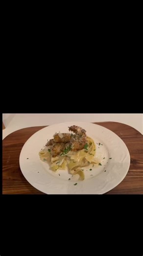 Baked shrimp scampi with homemade pasta alfredo. This is so easy and you can substitute your shrimp for chicken if you prefer. 😋🍝🍤 #fyp #trending #viral #cooking #recipe #shrimp #alfredo #pasta #cookwithme #cooktok #easyrecipe #dinner @ReggianoHermano