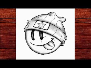 Easy Street Art Smiley Face ✍️ Beanie Hat Cartoon Drawing Tutorial