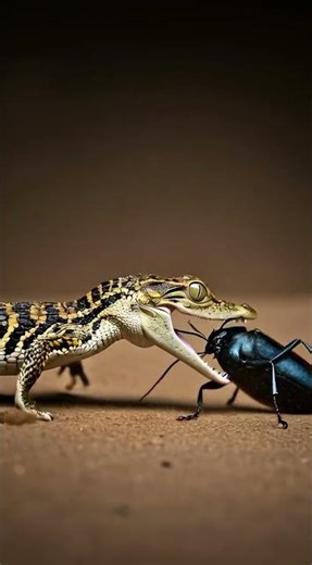 Croc Baby vs Bug | Watch This Tiny Croc Hunt a Bug #viral #shorts