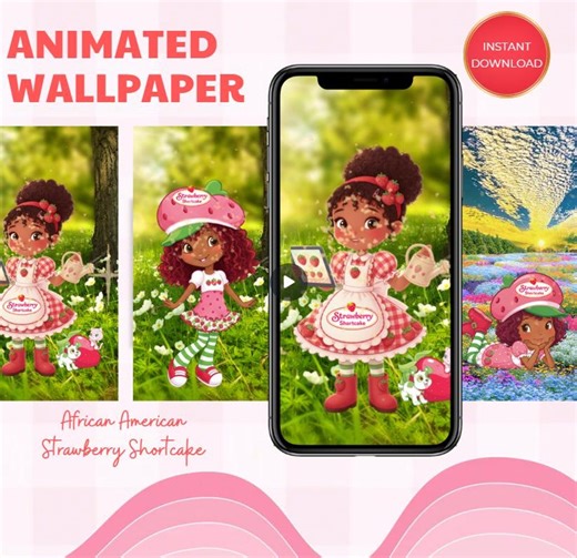 Strawberry Shortcake Animated Phone Wallpaper, 6 Images Included, Home & Lock Screen, Android Iphone, Instant Download Gift Ideas - Etsy Canada