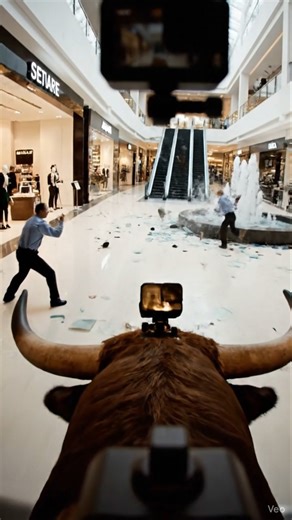 Wild Bull Rampages Through Shopping Mall - POV Mayhem! #shorts