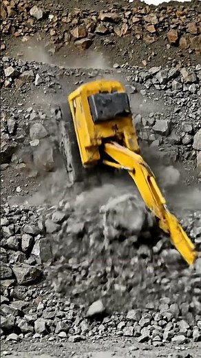 Powerful Excavator Digging Rocks! 🚧 Heavy Machinery at Work