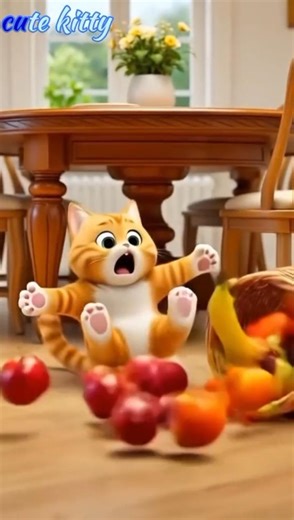 🧺🍎 The Helpful Little Friend | Cute Kitten Story 🐱💛 #viral #cartoon #entertaininganimals #lazypets .