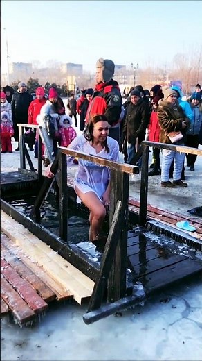 part296#Russias👙Coldest Tradition Ice Bath😱Challenge#Russian#WinterRitual Ice BathPureCourage#water🌊
