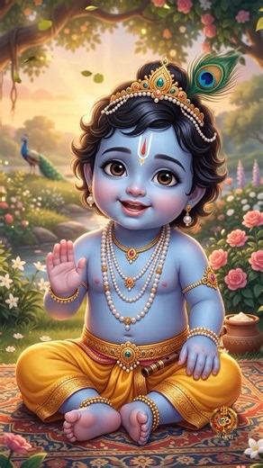 कान्हा का दिव्य आशीर्वाद | हर घर में सुख, शांति और समृद्धि | Little Krishna #shorts #littlekrishna