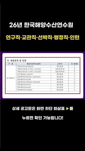 [한국해양수산연수원] 최대 월 420만 원 / 44명 선발! (연구직, 교수직, 행정직, 선박직, 공무직, 청년인턴 등)