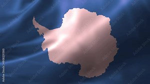 Realistic HD flag of the Antarctica waving in the wind. Close up of Antarctica Flag Slow Waving with visible. flag background texture with vibrant colors and fabric background
