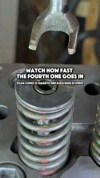 Valve spring assembly using a drill press as a compressor. Four springs. Four keepers.