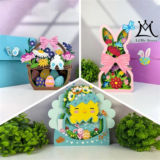 Pack 3 Easter Pop-up Card Paper Cut: Easter Shadow Box Lantern SVG (digital Download) - Etsy Australia