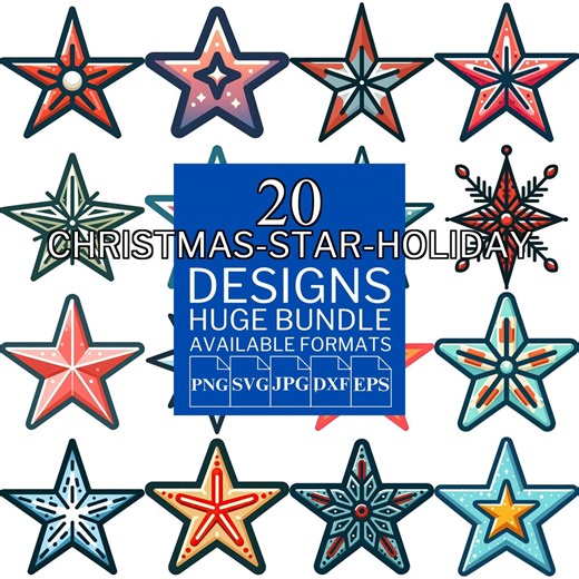 Christmas Star SVG Bundle: 20 Holiday Vector Designs (digital Download) - Etsy Australia