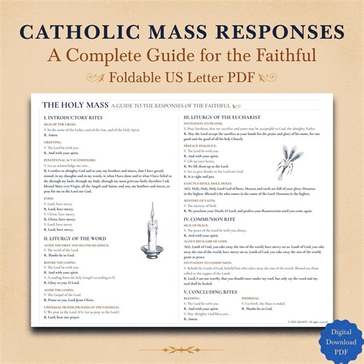 Catholic Mass Responses Guide: Us Letter PDF (digital Download) - Etsy