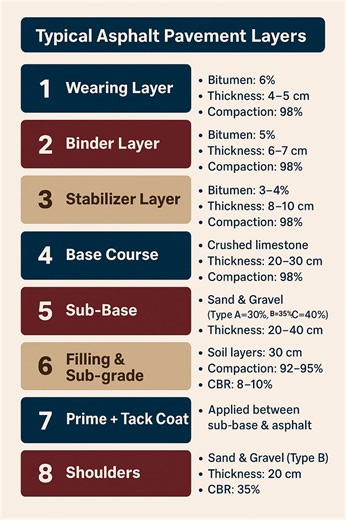 Typical #Asphalt #Pavement Layers #Construction #CivilEngineering #structuralengineering #roadpavement #road #facebookpost #facebookpostシ #facebookreelsviral #reelschallenge #reelsfypシ #reelsfbシ | The Civil Engineering