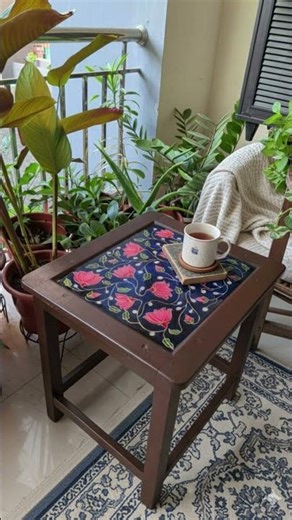 Hand Painted Coffee Table Makeover ✨ Cozy Balcony Aesthetic