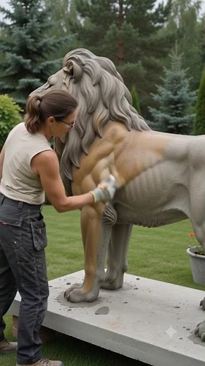 She Turned a Wire-Mesh Frame Into a Glowing Life-Size Lion! #diy #home
