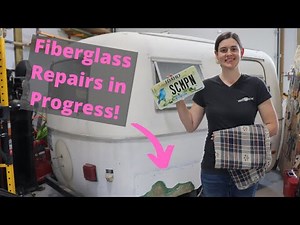 Scamp Renovation Continues! Fiberglass Repairs and New Cushion covers!