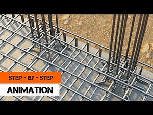 Edge Column - Combined Footing Reinforcement (step-by-step construction animation)