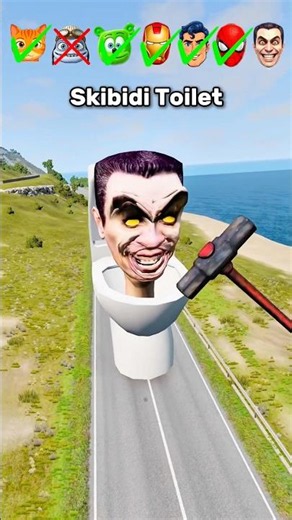 Spider Man & Skibidi Toilet vs Hammer - BeamNG Drive #shorts