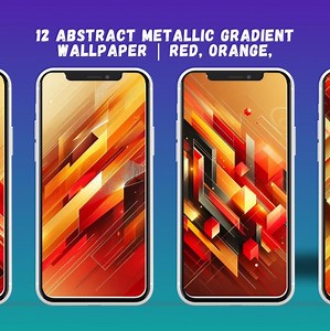 12 Abstract Metallic Gradient Wallpaper | Red, Orange, Gold & Yellow Abstract Background - Etsy