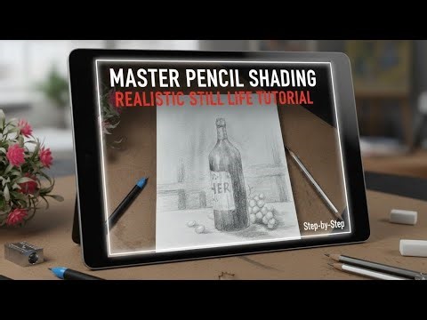 Pencil Shading Still Life: Bottle and Grapes Drawing for Beginners