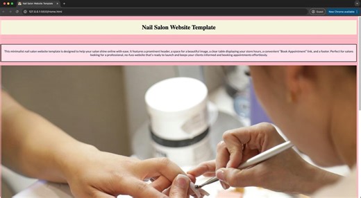 Nail Salon Website Template | Simple HTML & CSS Website for Small Business - Etsy