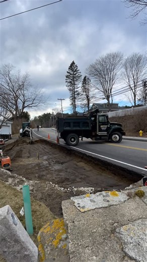 TGK Hardscapes on Instagram: "We made some good progress last week but it looks like Mother Nature is here to kick our butts. We were able to get the site excavated, new water shut off installed by and thanks to the #kitterywaterdistrict and started backing filling with our base material! #tgkhardscapes #outdoorliving #permiabledriveway #landscaping"