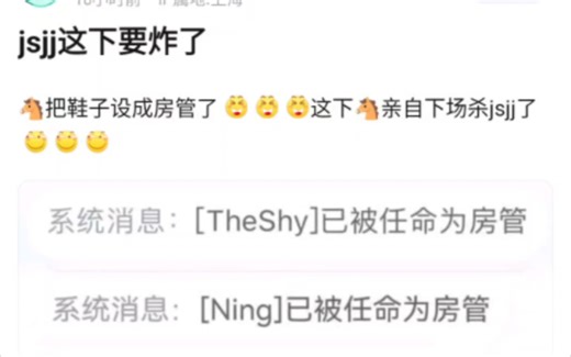 jsjj这下要炸了！Theshy把宁王设置成了房管，抗吧热议