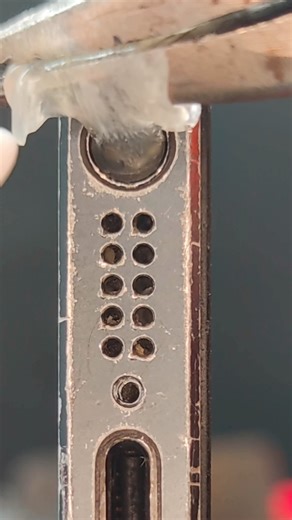 Cleaning iphone Aux Port with hot Glue! #asmr #satisfying #cleaning