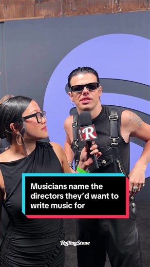 Musicians like @KATSEYE, @Noah Kahan, @Zara Larsson and more talk about what director they’d want to write a song for at the @Spotify Best New Artist party #grammys #soundtracks #music #dennisvilleneuve #movies