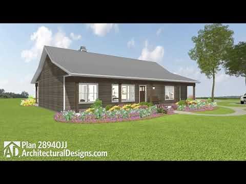 Budget-Friendly Starter Farmhouse Plan 28940JJ w/ Garage | 3D 360° Exterior Tour & Interior Walkthru