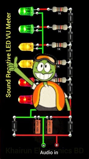 sound Reactive LED level VU Meter using 1N4007 #shorts