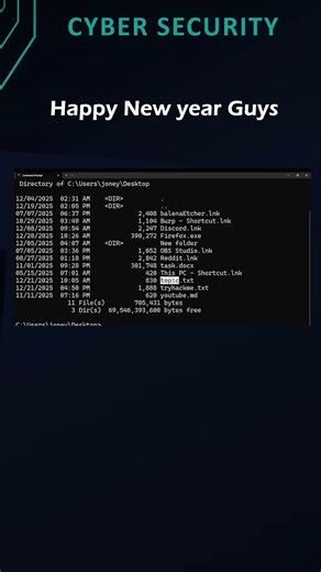 Happy New Year 2026 🎉 | Open Notepad Using Command Line 🤯#windows @CyberSkills1