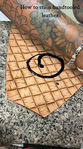 How to stain handtooled leather #fyp #satisfying #cowboyboots