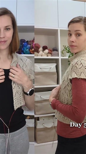 Day-by-day top-down lace-knit cardigan progress