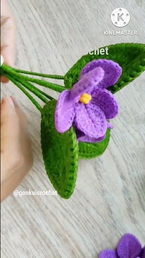 💜Crochet African Violets Flower Free pattern Tutorial on YouTube Gonkui Crochet step by step #shorts