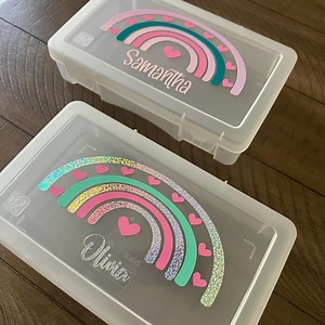 Personalized Pencil Boxes-back to School Pencil Case-girls School Supplies-custom Box-rainbox Pencil Case-personalized Storage Box - Etsy