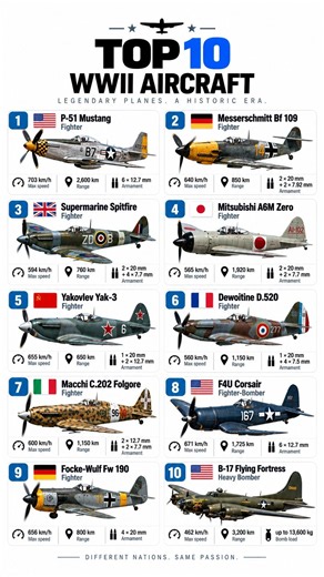 Top 10 Aircraft of World War II ✈️⚔️ | Legendary WWII Planes